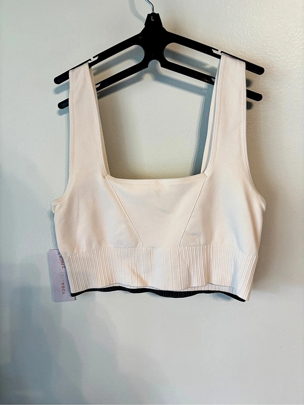Yogalicious Stonewash Seamless Glow Gleam Bra Crop Top Green & White Large